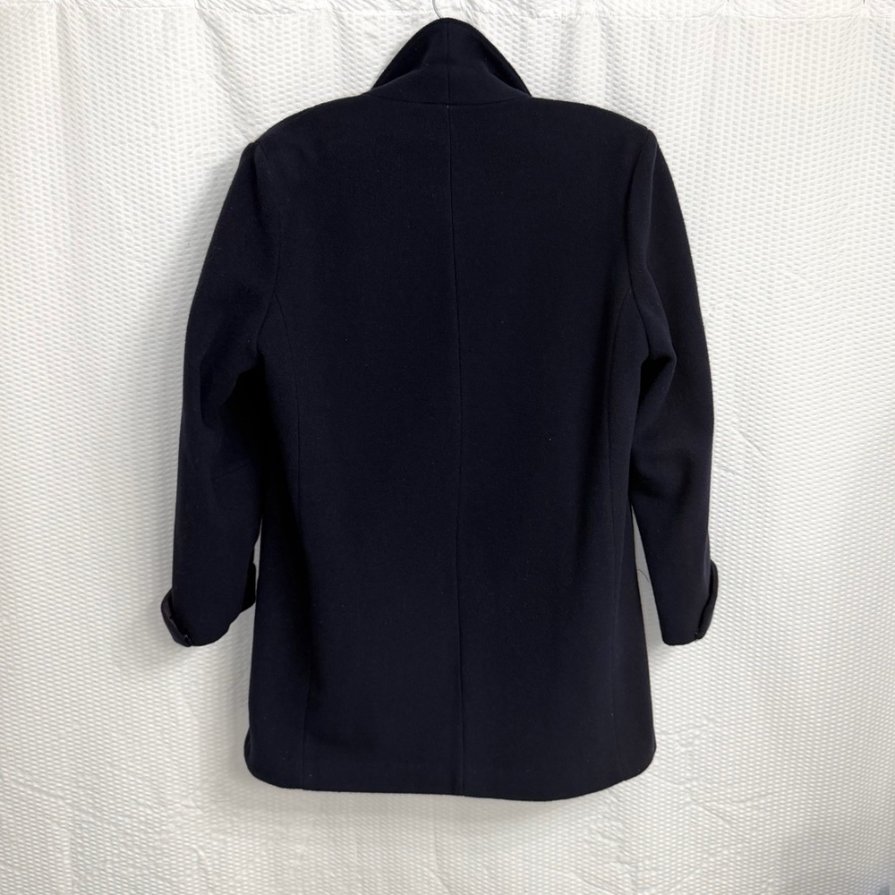 Vintage Herman Kay 80% Wool Navy Blue Double-Breasted Pea Coat w/ Paisley Lining - Picture 3 of 9